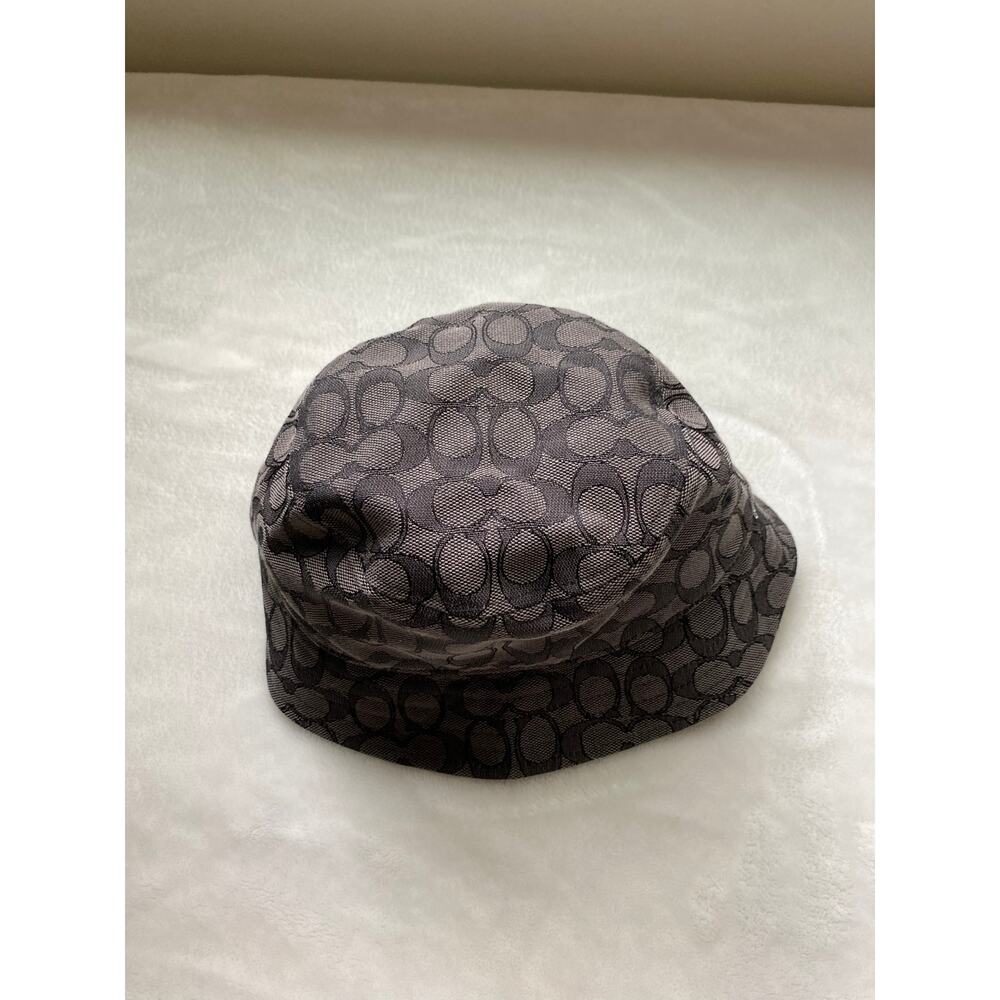 Coach Signature Jacquard Bucket Hat Black Gray C Print XS/S Retro - Picture 2 of 6